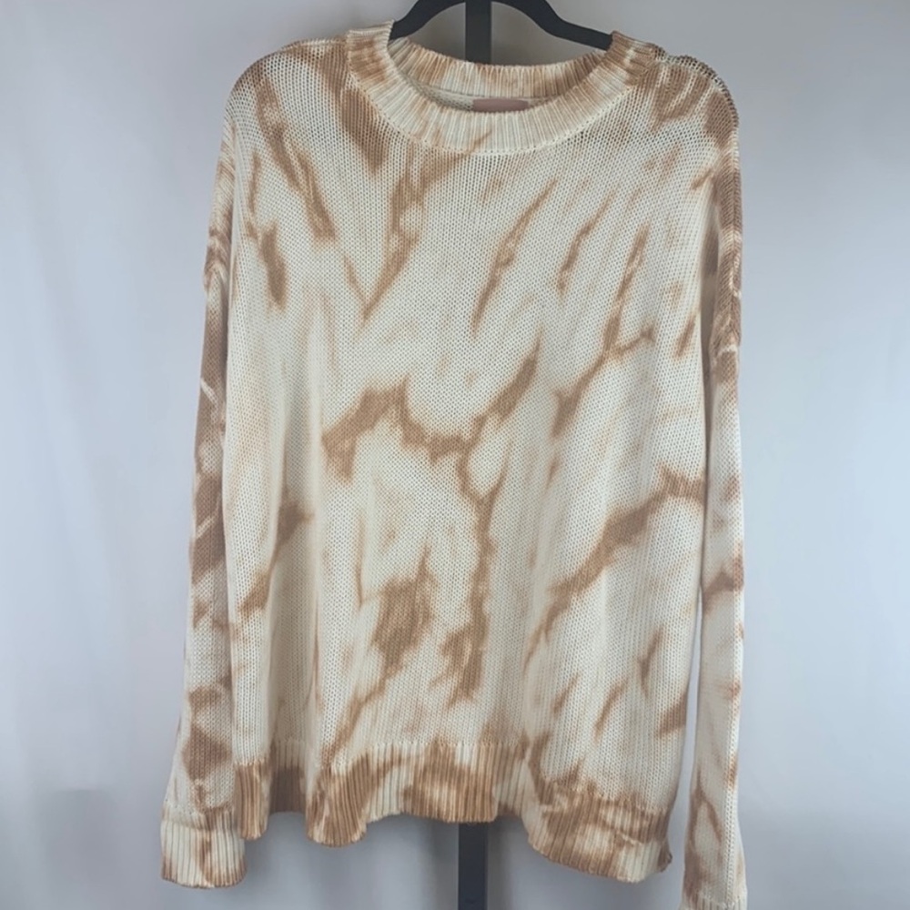 Show Me Your MuMu Tan Brown Cream Tye Die Knit Pullover Sunday Sweater Large
